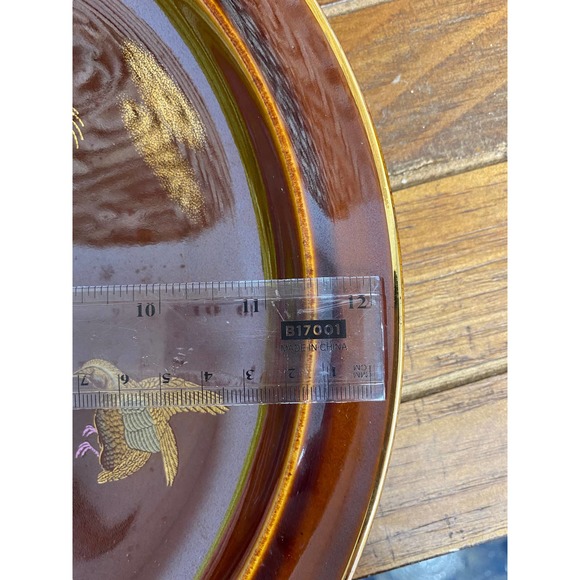 Vintage Brown and Gold Japanese Floral Quail Platter - Picture 5 of 5